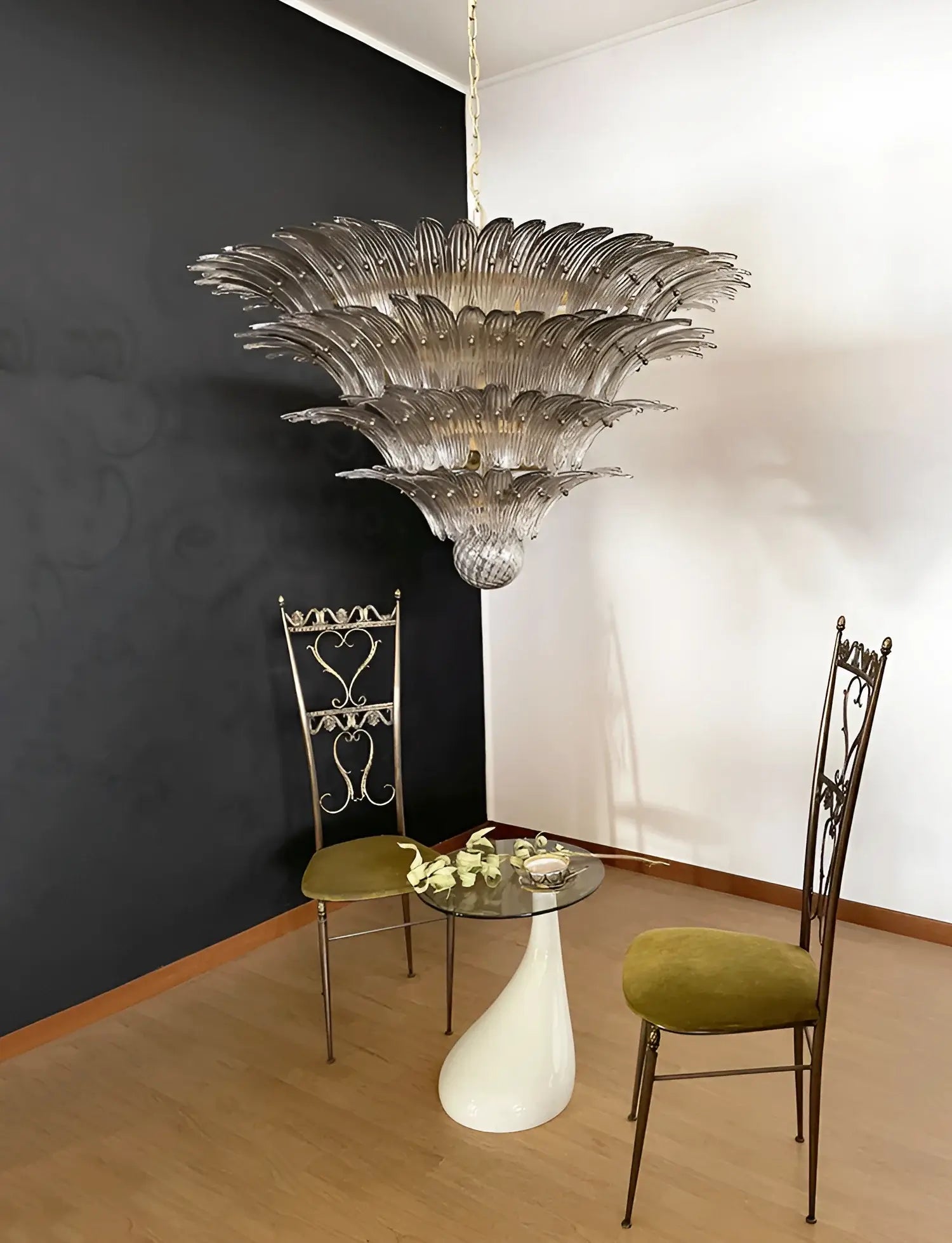 Palmette Murano Smoked Glass Chandelier