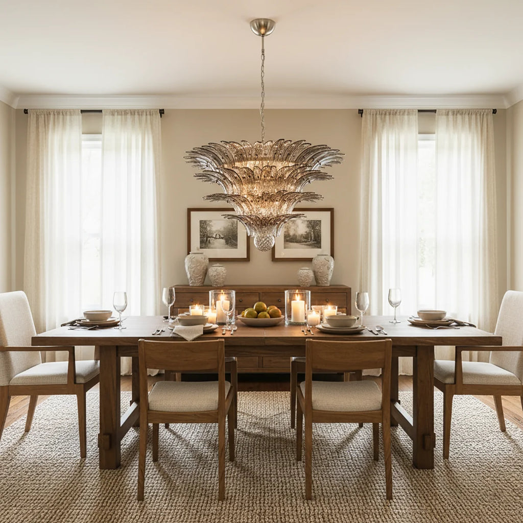 Palmette Murano Smoked Glass Chandelier