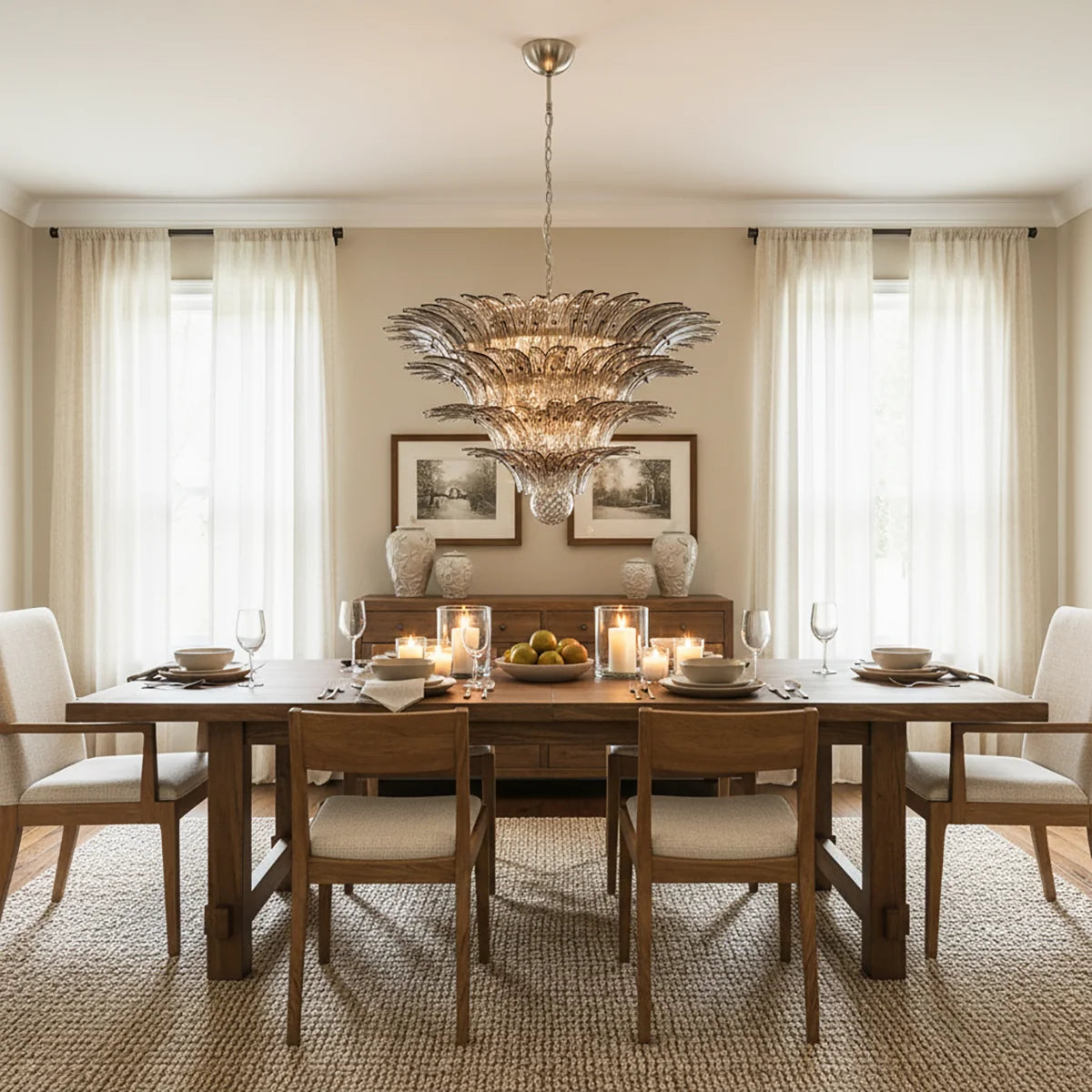 Palmette Murano Smoked Glass Chandelier