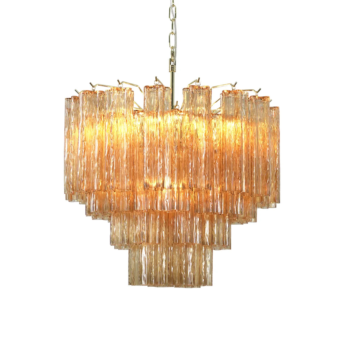Star Shaped Tube Amber Glass Chandelier