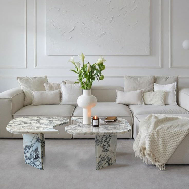 Calacatta Viola Marble Designer Coffee Table - Polished Set of 2