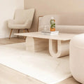 Light Travertine Designer Coffee Table with U Shaped Legs 28W x 48L - Polished Finish
